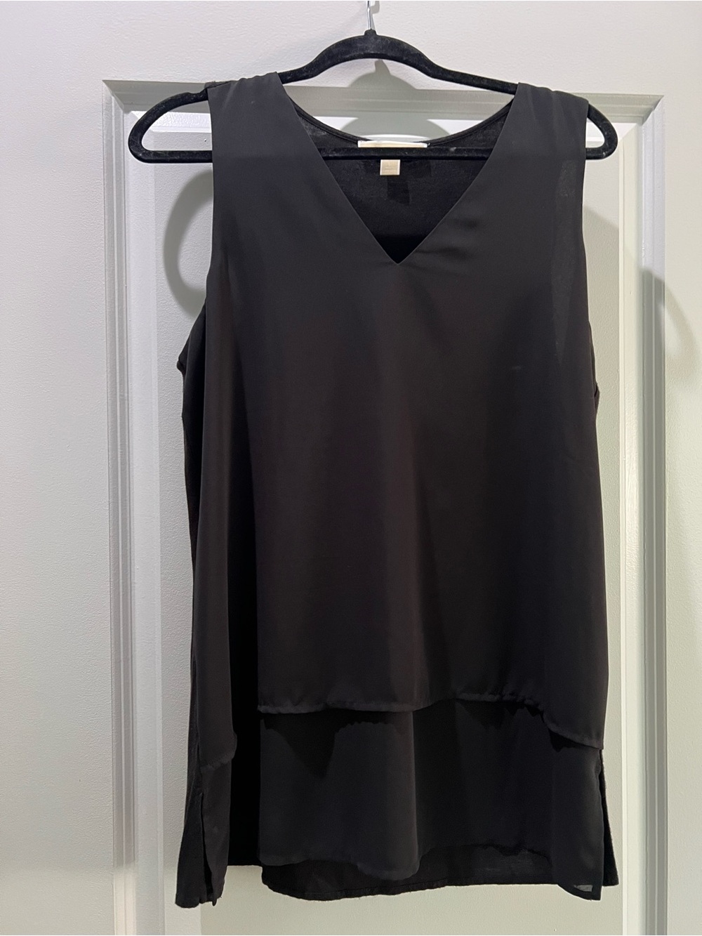 Michael Kors Black Layered V-Neck Sleeveless Blouse